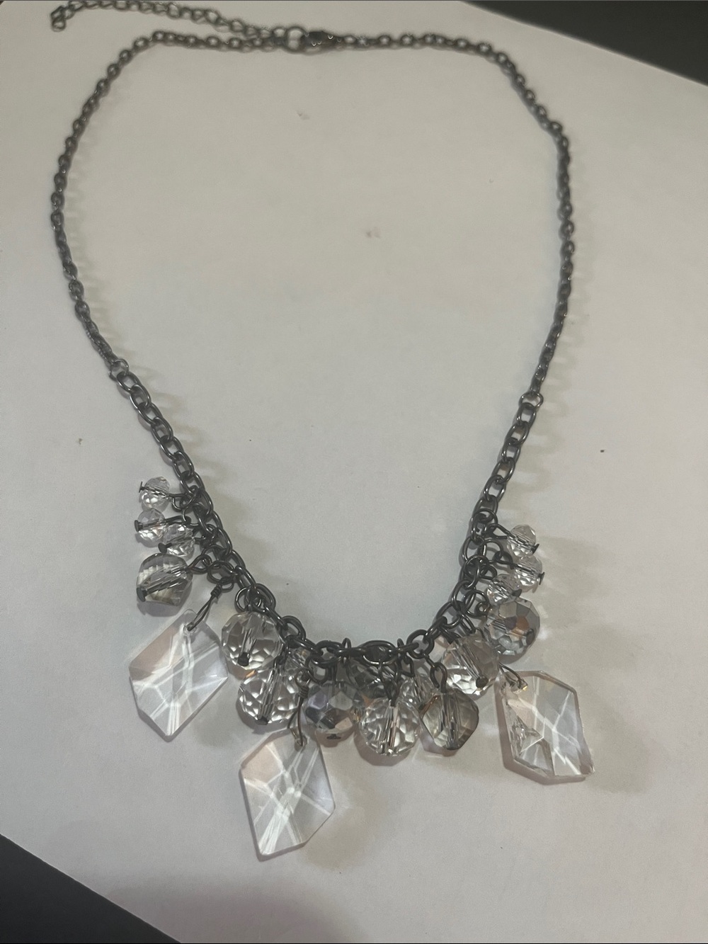 Crystal Drop Statement Necklace - Clear